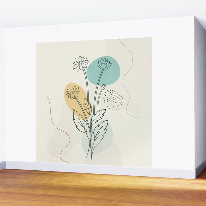 Little Line Flowers Wall Mural Gallery Image 2