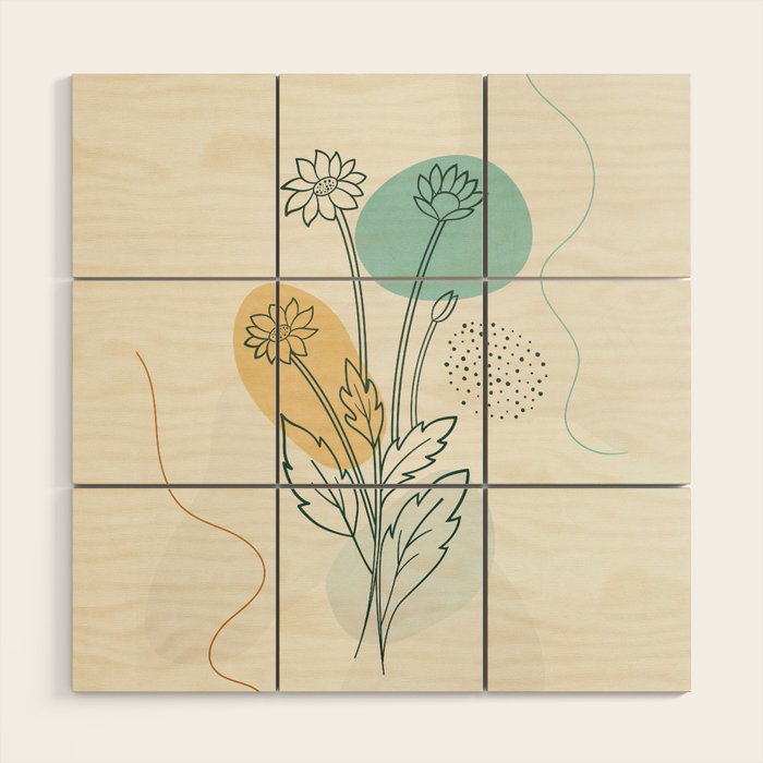 Little Line Flowers Wood Wall Art Gallery Image 1