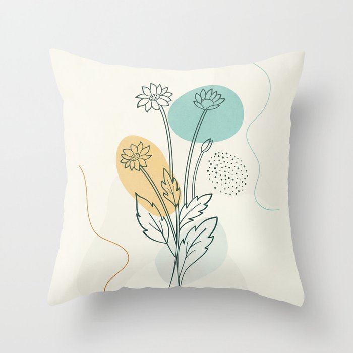 Little Line Flowers Throw Pillow Gallery Image 6