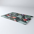 Go veggie // black background sage green mint goldenrod yellow coral and purple beet vegetables Rug Gallery Image 3
