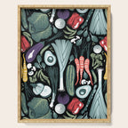 Go veggie // black background sage green mint goldenrod yellow coral and purple beet vegetables Serving Tray Gallery Image 1