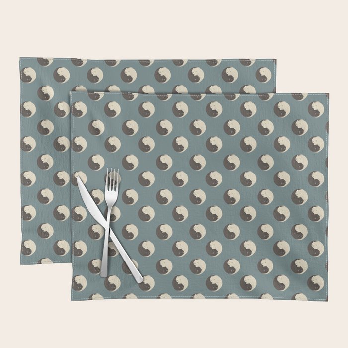 Hidden cat 9 blue yin yang kitty hug Placemat Gallery Image 1