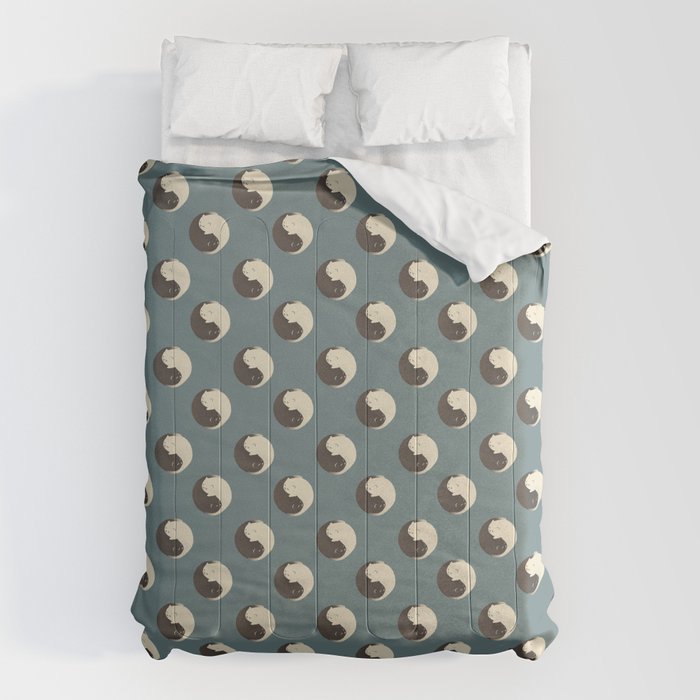 Hidden cat 9 blue yin yang kitty hug Comforter Gallery Image 6