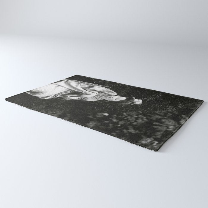 Seated Geisha with mask black and white vintage garden photograph still life by Arnold Genthe Rug Gallery Image 3