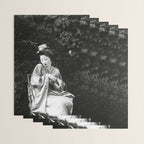 Seated Geisha with mask black and white vintage garden photograph still life by Arnold Genthe Wrapping Paper Gallery Image 3