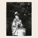 Seated Geisha with mask black and white vintage garden photograph still life by Arnold Genthe Poster Gallery Image 4