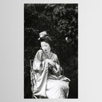 Seated Geisha with mask black and white vintage garden photograph still life by Arnold Genthe Tablecloth Gallery Image 2