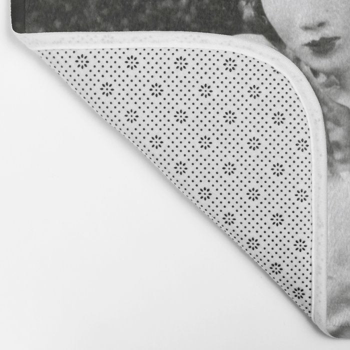 Seated Geisha with mask black and white vintage garden photograph still life by Arnold Genthe Bath Mat Gallery Image 2