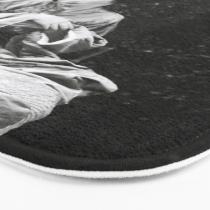 Seated Geisha with mask black and white vintage garden photograph still life by Arnold Genthe Bath Mat Gallery Image 3