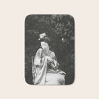 Seated Geisha with mask black and white vintage garden photograph still life by Arnold Genthe Bath Mat Gallery Image 1