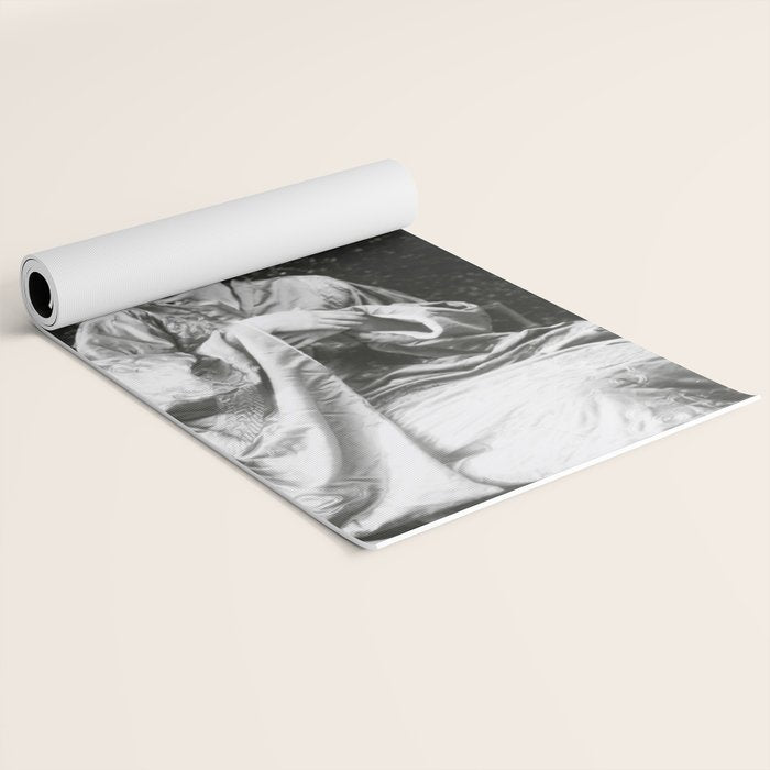Seated Geisha with mask black and white vintage garden photograph still life by Arnold Genthe Yoga Mat Gallery Image 2