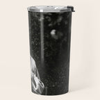 Seated Geisha with mask black and white vintage garden photograph still life by Arnold Genthe Travel Mug Gallery Image 2