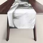 Seated Geisha with mask black and white vintage garden photograph still life by Arnold Genthe Table Runner Gallery Image 1