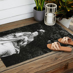 Seated Geisha with mask black and white vintage garden photograph still life by Arnold Genthe Outdoor Rug Gallery Image 2