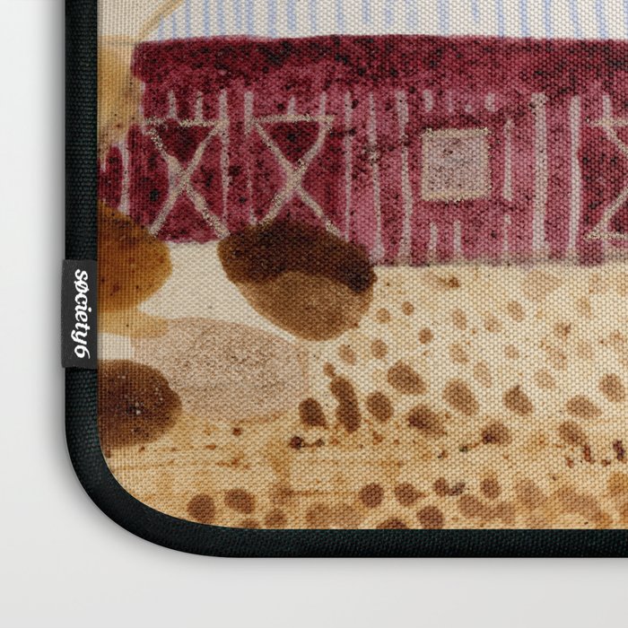 Rustic Country Barn Painting in Yellow Ochre & Brown Laptop Sleeve Gallery Image 3