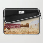 Rustic Country Barn Painting in Yellow Ochre & Brown Laptop Sleeve Gallery Image 2