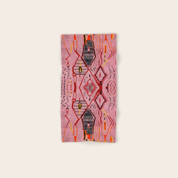 Traditional Pink Moroccan Rug Artwork Bath Towel Gallery Image 1