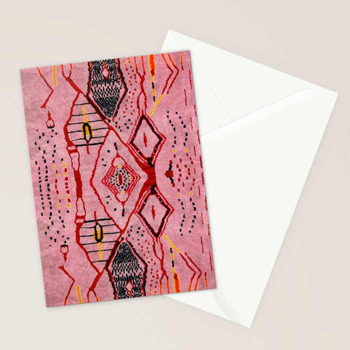 Traditional Pink Moroccan Rug Artwork Stationery Card Gallery Image 2