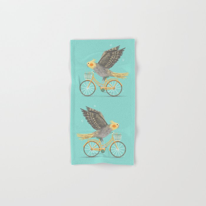 Cockatiel on a Bicycle Bath Towel Gallery Image 1
