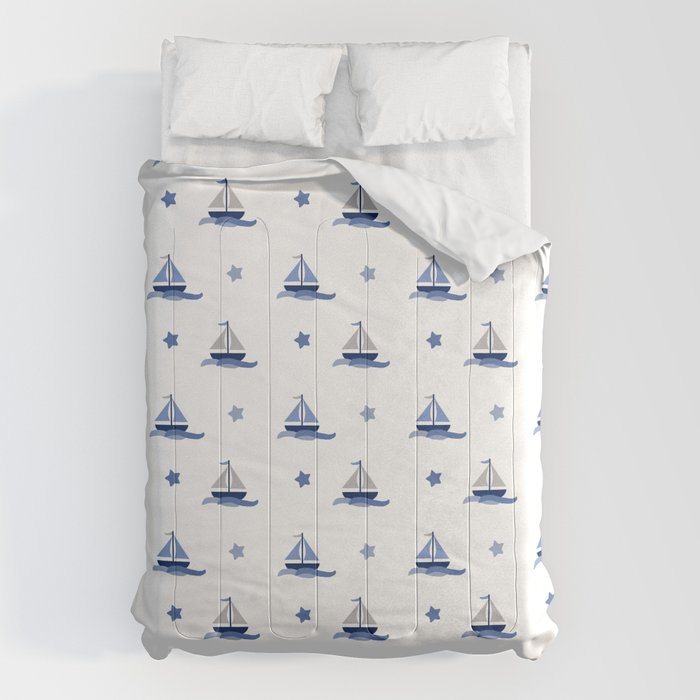 Navy Blue Nautical Sailboat Comforter Gallery Image 1