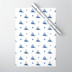 Navy Blue Nautical Sailboat Wrapping Paper Gallery Image 1
