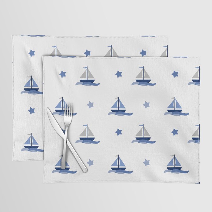 Navy Blue Nautical Sailboat Placemat Gallery Image 1