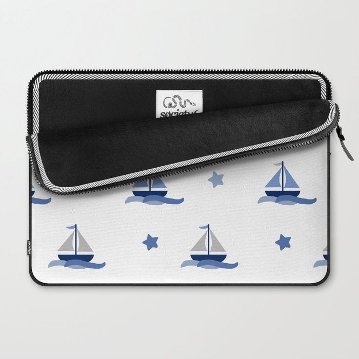 Navy Blue Nautical Sailboat Laptop Sleeve Gallery Image 2