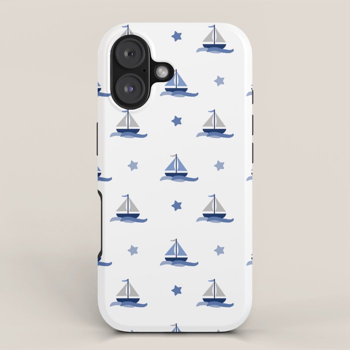 Navy Blue Nautical Sailboat iPhone Case Gallery Image 1