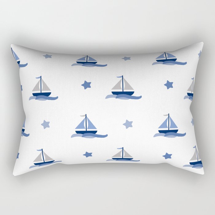 Navy Blue Nautical Sailboat Rectangular Pillow Gallery Image 2