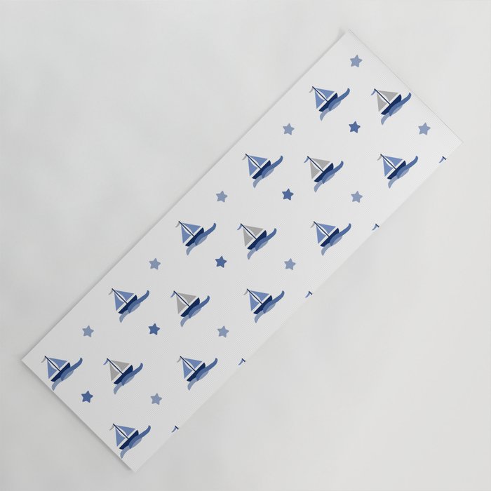 Navy Blue Nautical Sailboat Yoga Mat Gallery Image 1