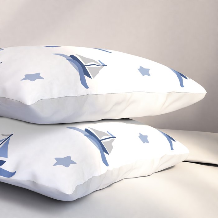 Navy Blue Nautical Sailboat Pillow Sham Gallery Image 3