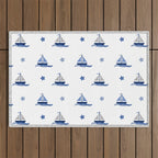Navy Blue Nautical Sailboat Outdoor Rug Gallery Image 1