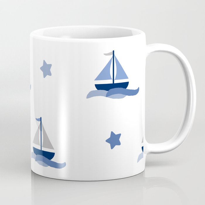 Navy Blue Nautical Sailboat Coffee Mug