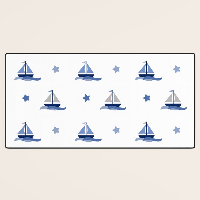 Navy Blue Nautical Sailboat Desk Mat Gallery Image 3