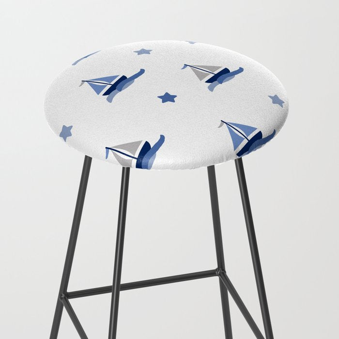 Navy Blue Nautical Sailboat Stool Gallery Image 2