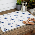 Navy Blue Nautical Sailboat Outdoor Rug Gallery Image 2