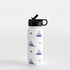 Navy Blue Nautical Sailboat Water Bottle Gallery Image 1