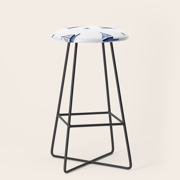 Navy Blue Nautical Sailboat Stool Gallery Image 1