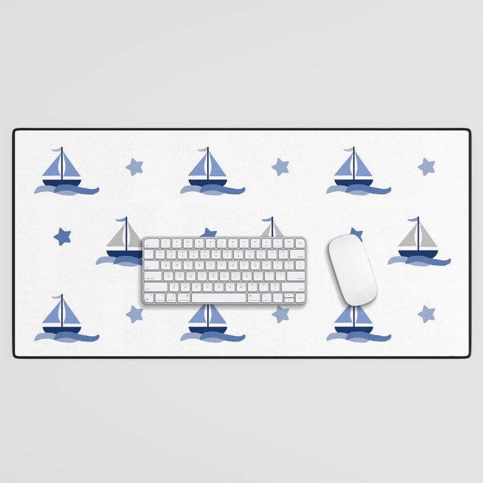 Navy Blue Nautical Sailboat Desk Mat Gallery Image 1