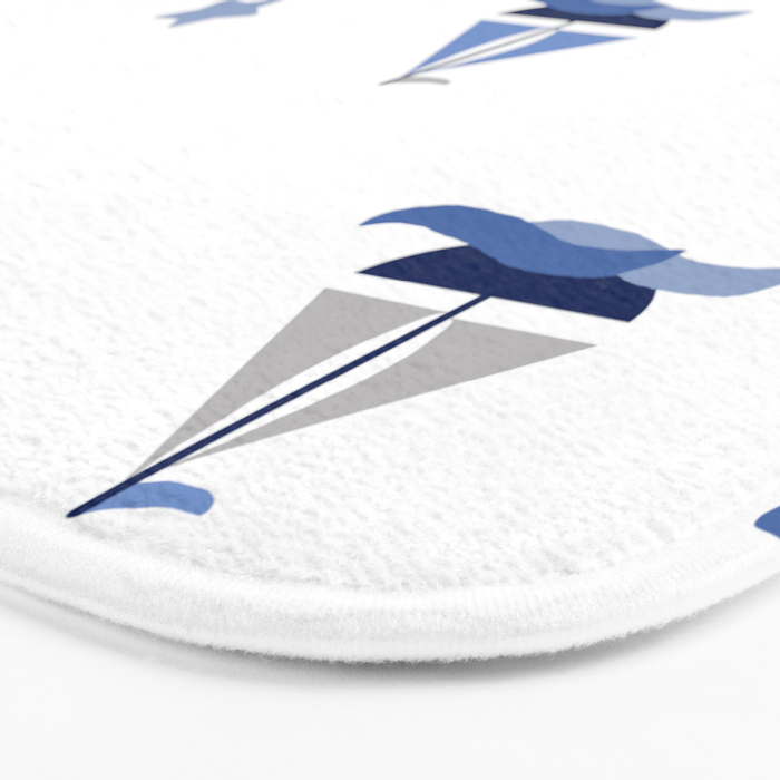 Navy Blue Nautical Sailboat Bath Mat Gallery Image 3