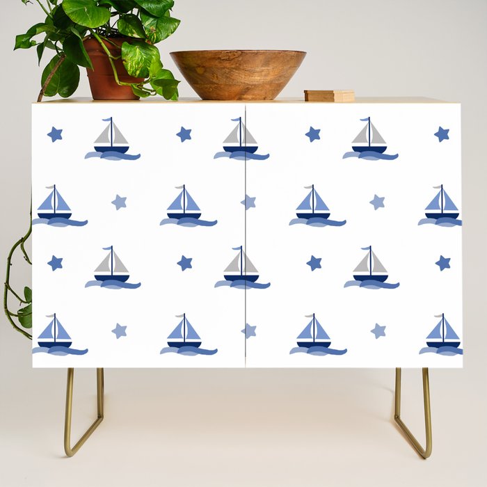 Navy Blue Nautical Sailboat Credenza Gallery Image 1