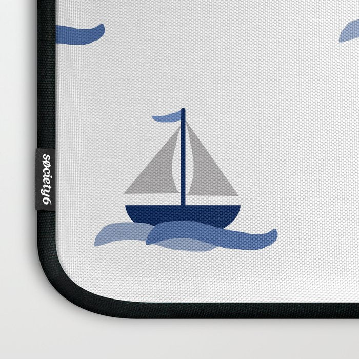 Navy Blue Nautical Sailboat Laptop Sleeve Gallery Image 3