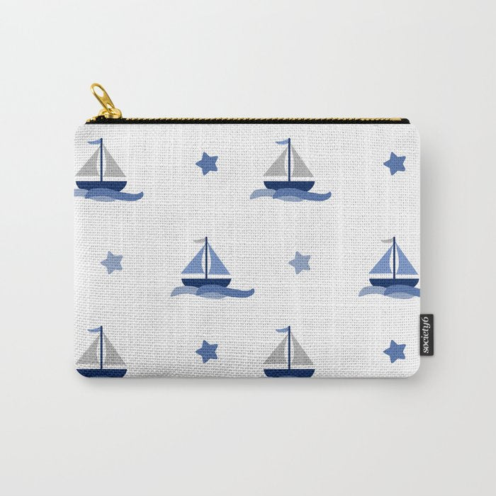 Navy Blue Nautical Sailboat Carry All Pouch Gallery Image 1