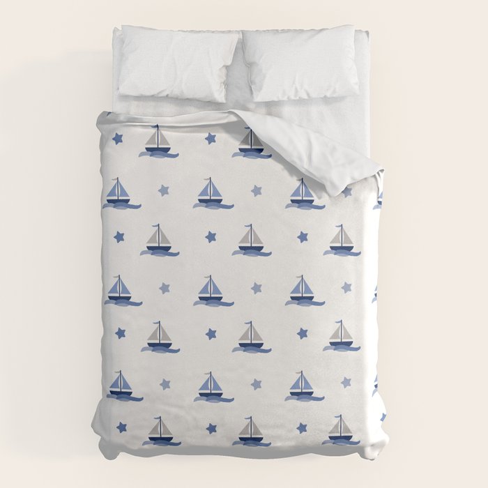 Navy Blue Nautical Sailboat Duvet Cover Gallery Image 6