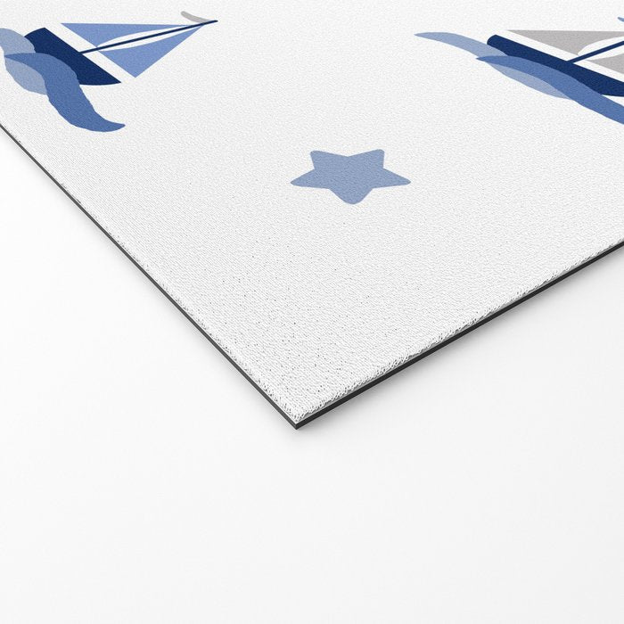 Navy Blue Nautical Sailboat Welcome Mat Gallery Image 2