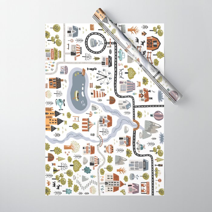 Town Map Wrapping Paper Gallery Image 1