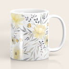 Modern, Floral Prints, Yellow, Gray and White Coffee Mug Gallery Image 1
