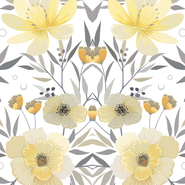 Modern, Floral Prints, Yellow, Gray and White Coffee Mug Gallery Image 2
