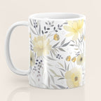 Modern, Floral Prints, Yellow, Gray and White Coffee Mug Gallery Image 3