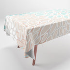 Floral Prints, Soft, Peach and Teal, Modern Print Art Tablecloth Gallery Image 1